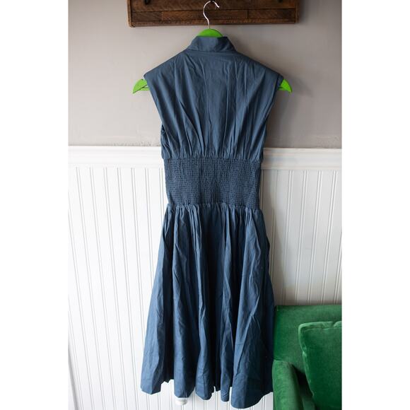 Anthropologie The Tommie Cap-Sleeve Smocked Front-Zip Shirt Dress XSP NEW - Picture 4 of 4